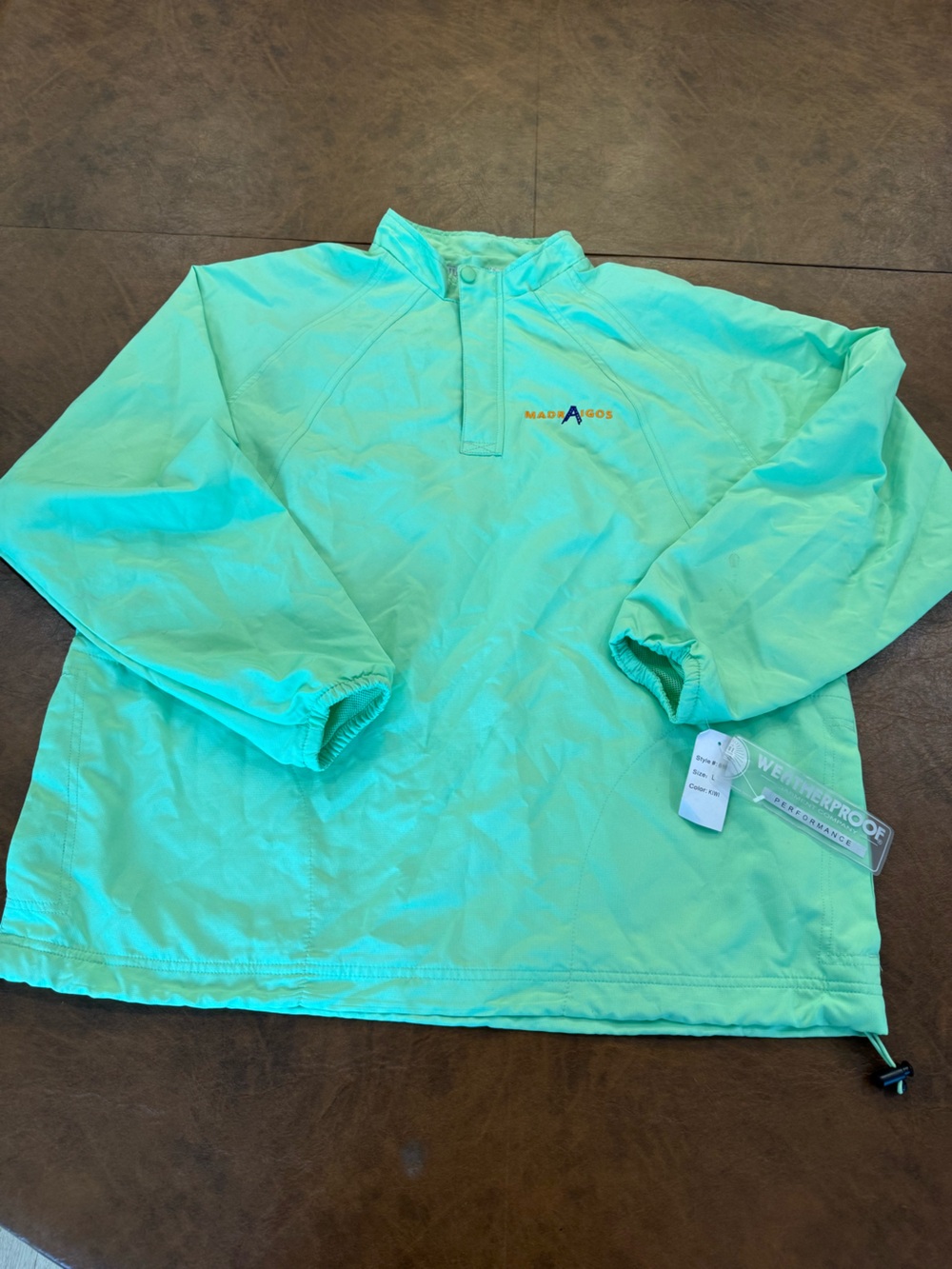 Weatherproof Men’s Mint/Kiwi Green Performance Pullover Rain Jacket Size L NWT